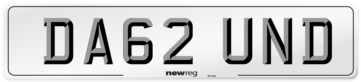 DA62 UND Number Plate from New Reg